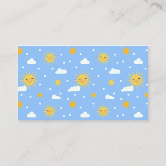Zachte zon en wolken Baby shower luierriffel Informatiekaartje (Achterkant)