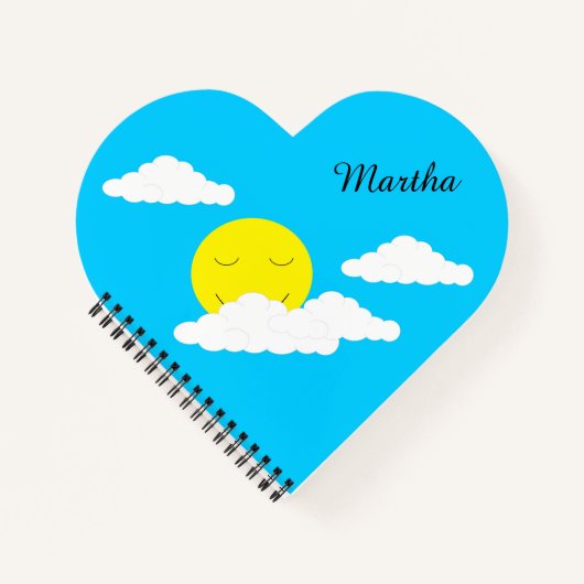 Zachte zon met Popcorn Clouds: hartvormig Notitieboek (Voorkant)