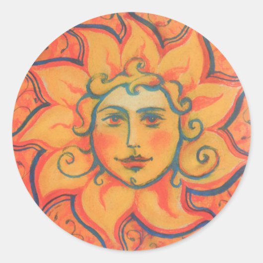 Zachte zon, sprookjeskunst, Oranje geel Ronde Sticker (Voorkant)