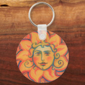 Zachte zon, sprookjeskunst, Oranje geel Sleutelhanger (Voorkant)
