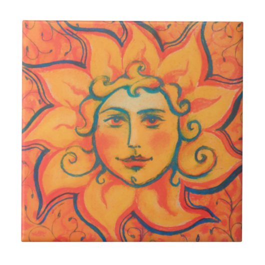 Zachte zon, sprookjeskunst, Oranje geel Tegeltje (Voorkant)