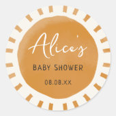 Zachte Zonne Boho Baby Shower Ronde Sticker (Voorkant)