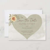 Zachte zonnebloemen Boho hart bruiloft Save The Date (Voorkant)