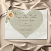 Zachte zonnebloemen Boho hart bruiloft Save The Date