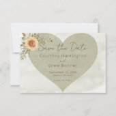 Zachte Zonnebloemen Boho Hart Trouwdag Save The Date (Voorkant)