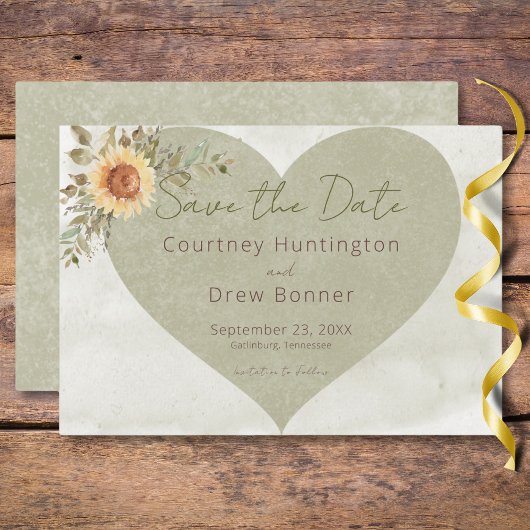 Zachte Zonnebloemen Boho Hart Trouwdag Save The Date