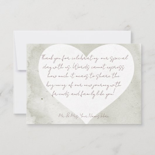 Zachte zonnebloemen Boho Heart Weddenschap Harteli Bedankkaart (Achterkant)