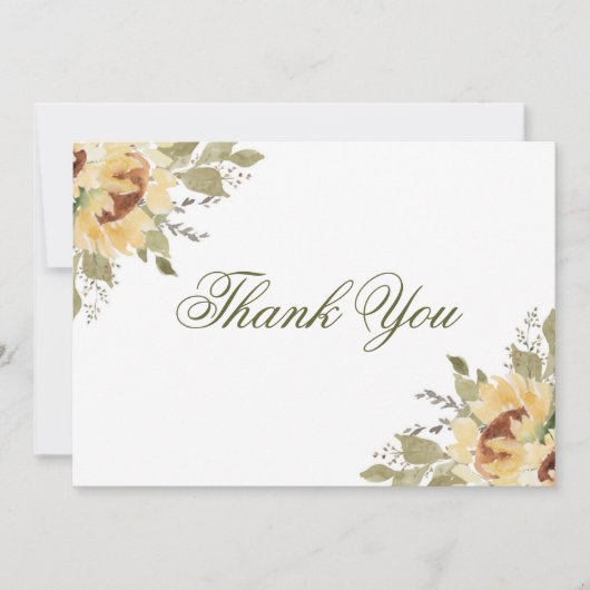 Zachte zonnebloemen bruiloft bedankkaart (Voorkant)