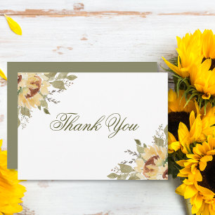 Zachte Zonnebloemen Groene Bruiloft Bedankkaart