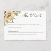 Zachte Zonnebloemen Groene Bruiloft Details Informatiekaartje (Voorkant)