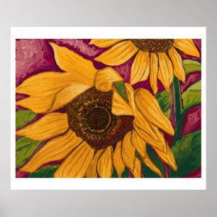 Zachte zonnebloemen poster