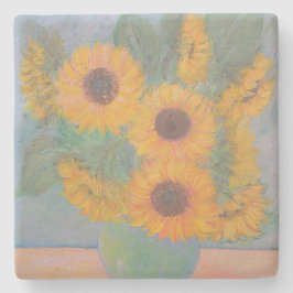 Zachte zonnebloemen stenen onderzetter