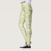 Zachte Zonnelichtgele Glitter KLANT TEKST Leggings (Links)