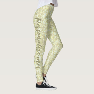 Zachte Zonnelichtgele Glitter KLANT TEKST Leggings