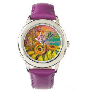 ZACHTE ZONNEN.Roze Fuchsia Horloge
