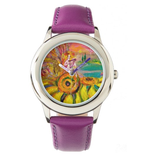 ZACHTE ZONNEN.Roze Fuchsia Horloge (Voorkant)