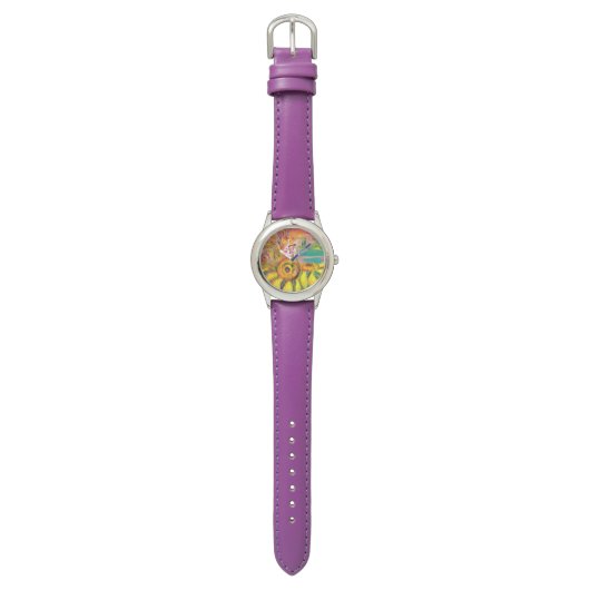 ZACHTE ZONNEN.Roze Fuchsia Horloge (Vlak)