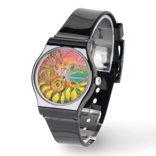 ZACHTE ZONNEN.Roze Fuchsia Horloge (Hoek)