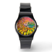 ZACHTE ZONNEN.Roze Fuchsia Horloge (Voorkant)