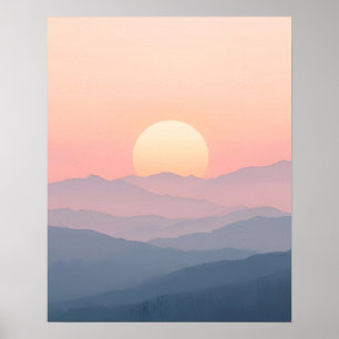Zachte Zonsopkomst Berg Kunst aan de Muur Poster