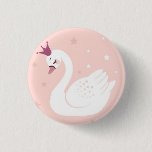 Zachte zwaan voor meisje dochter kinderen cadeau ronde button 3,2 cm