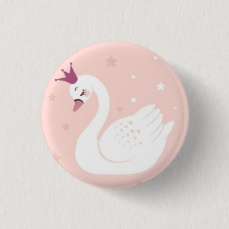 Zachte zwaan voor meisje dochter kinderen cadeau ronde button 3,2 cm
