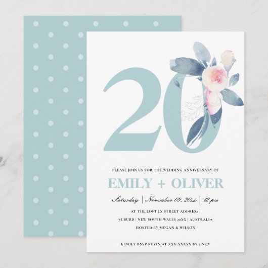 ZACHTE ZWART BLAUWVLOEISTOF, 20E JAAR JUBILEUM KAART (Voorkant / Achterkant)