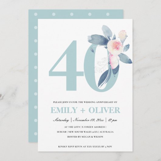 ZACHTE ZWART BLAUWVLOERING 40 JAAR JUBILEUM KAART (Voorkant / Achterkant)