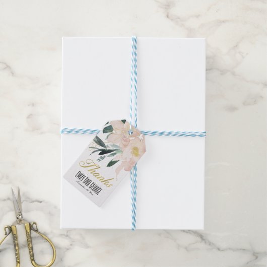 ZACHTE ZWART BLORAAL BUNCH WATERVERF WEDING BEDANK CADEAULABEL (Met Touw)