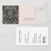 ZACHTE ZWART- EN WITTE DAMASKSTROOMAFLOZEN VISITEKAARTJE (Voorkant / Achterkant)