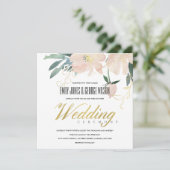 ZACHTE ZWART GOLD FLORAL BUNCH WATERVERF WEDING KAART (Staand voorkant)