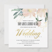 ZACHTE ZWART GOLD FLORAL BUNCH WATERVERF WEDING KAART (Voorkant)