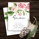ZACHTE ZWART PEONY FLORAL WATERVERF BEWAREN DE DAT AANKONDIGINGSKAART<br><div class="desc">Als u nog meer aanpassingen nodig hebt,  kunt u mij op yellowfebstudio@gmail.com</div>