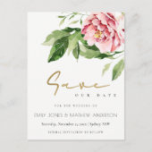 ZACHTE ZWART PEONY FLORAL WATERVERF BEWAREN DE DAT AANKONDIGINGSKAART