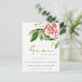 ZACHTE ZWART PEONY FLORAL WATERVERF BEWAREN DE DAT AANKONDIGINGSKAART