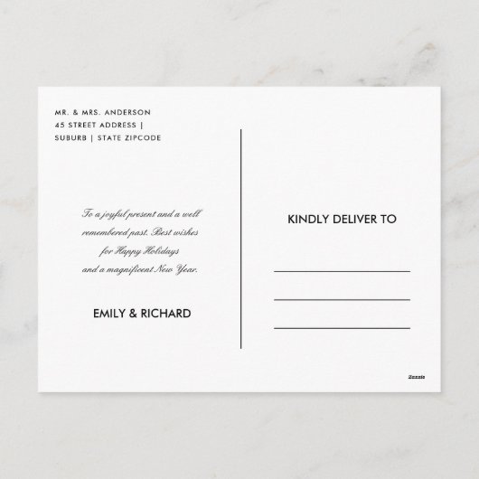 ZACHTE ZWART ROOS PINK CHRISTMAS ZEER GEMARKEERDE  FEESTDAGENKAART (Achterkant)