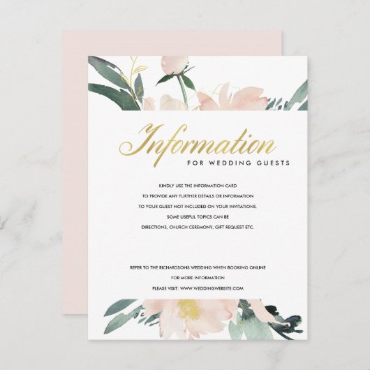 ZACHTE ZWART-WATERVERF-WEDINGSINFORMATIE INFORMATIEKAARTJE (Voorkant / Achterkant)