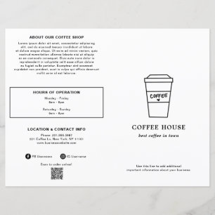 Zachte zwart-wit koffiekop koffiezaak menu