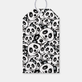 Zachte zwart-wit moderne pandabeerpatroon cadeaulabel