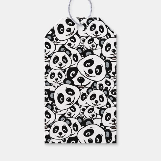 Zachte zwart-wit moderne pandabeerpatroon cadeaulabel (Voorkant)