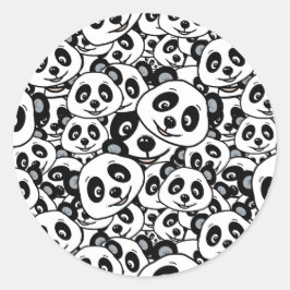 Zachte zwart-wit moderne pandabeerpatroon ronde sticker