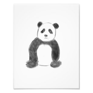 Zachte zwart-wit pandaschets foto afdruk