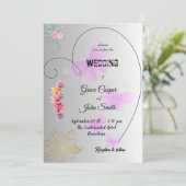 Zachte zwart-wit trouwkaart met bloemen kaart (Staand voorkant)