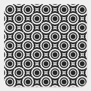 Zachte zwart-wit zigzag cirkelpatroon vierkante sticker