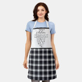 Zachte zwart-witbuffelruitjes Nana's Keuken Schort (Gedragen)