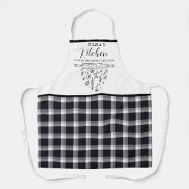 Zachte zwart-witbuffelruitjes Nana's Keuken Schort