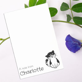 Zachte zwart witte cartoon kat naam post-it® notes