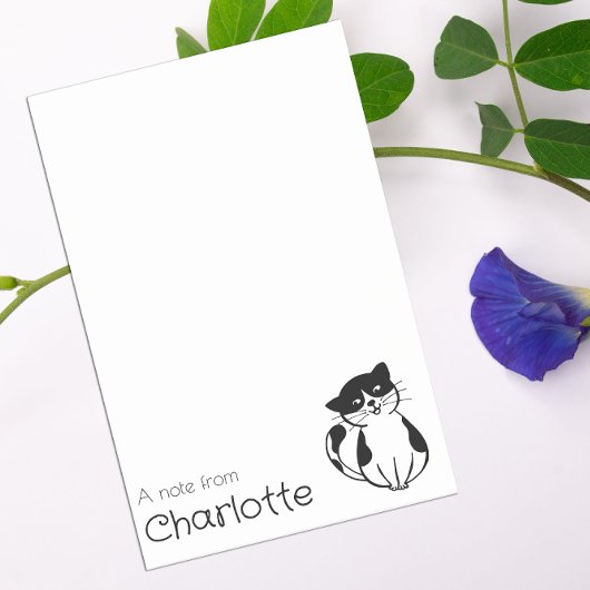 Zachte zwart witte cartoon kat naam post-it® notes