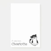 Zachte zwart witte cartoon kat naam post-it® notes (Voorkant)