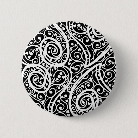 Zachte zwart witte harten patroon ronde button 5,7 cm (Voorkant)